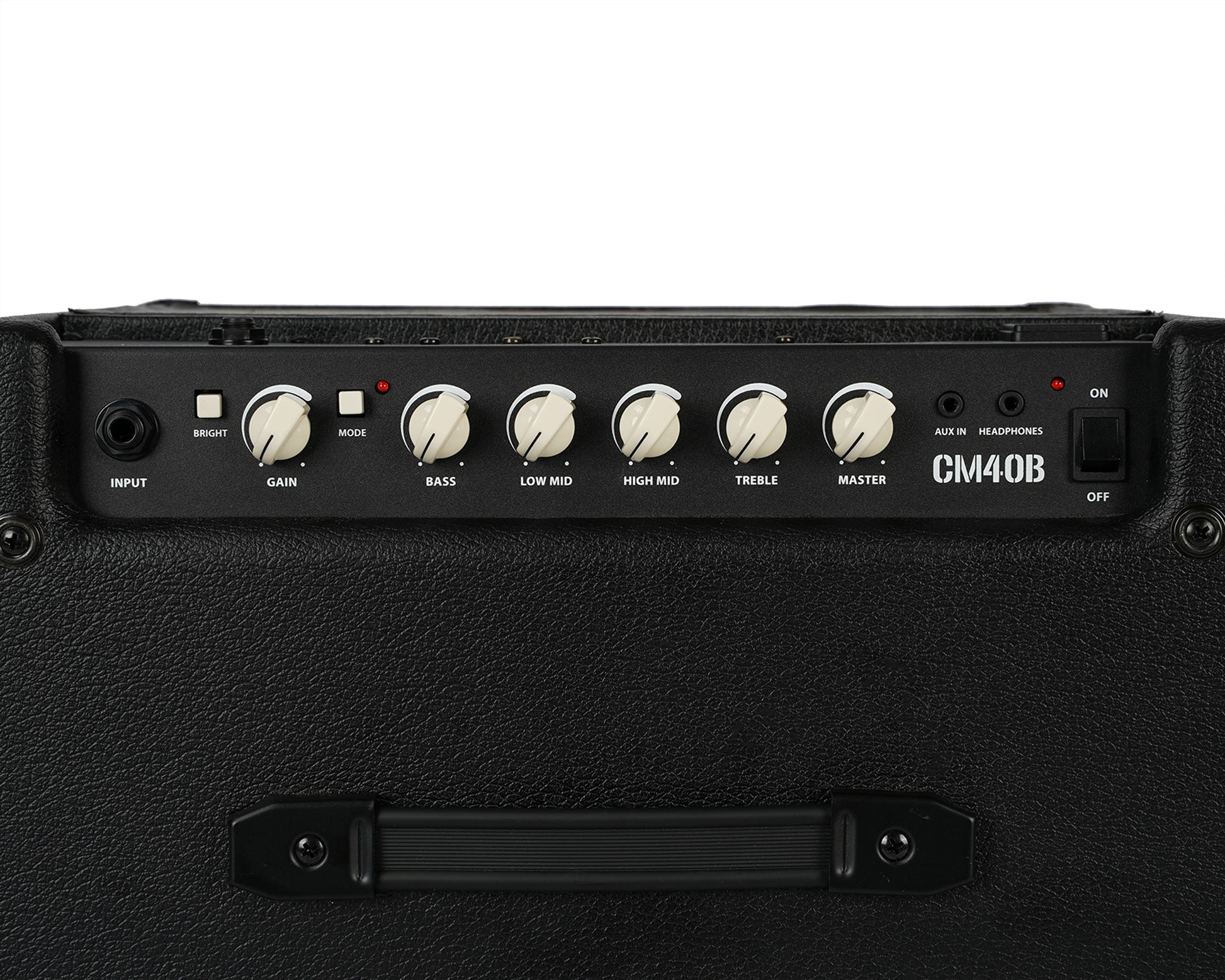 Ampli basse CM40B, 40W, HP 10", égaliseur 4 bandes, contrôle Gain, bouton Bright, bouton Mode, poids: 9.7 kg, noir