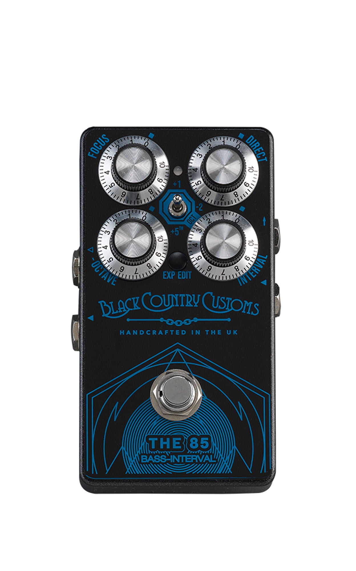 Pédale octaver THE 85, 3 modes d'intervalles sélectionnables (+1 OCTAVE UP/-2 OCTAVEs DOWN/QUINTE PARFAITE UP), noir et bleu
