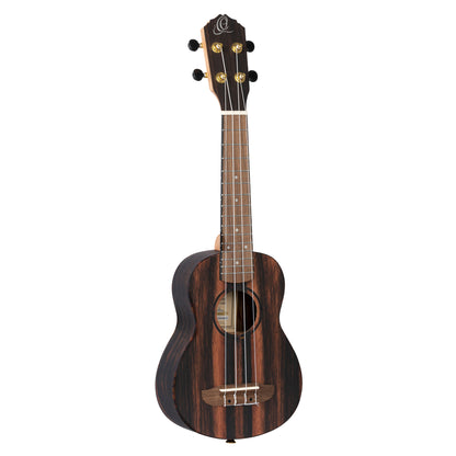 RUEB-SO, modèle Soprano, table ébène, fond & éclisses ébène, touche & chevalet noyer, housse deluxe, satiné pores ouverts