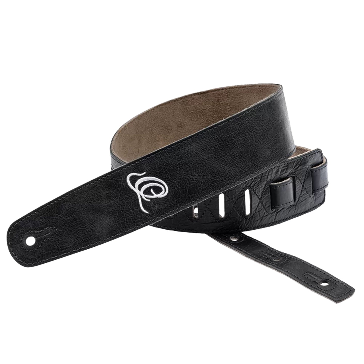 OSSU-10, courroie guitare, série Suede, face et dos cuir suédé, largeur 6 cm, longueur de 92 à 145 cm, ash