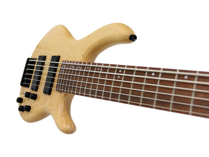 Action DLX AS, 6 cordes, corps frêne léger, micros Powersound, préampli 3 bandes Markbass, naturel pores ouverts