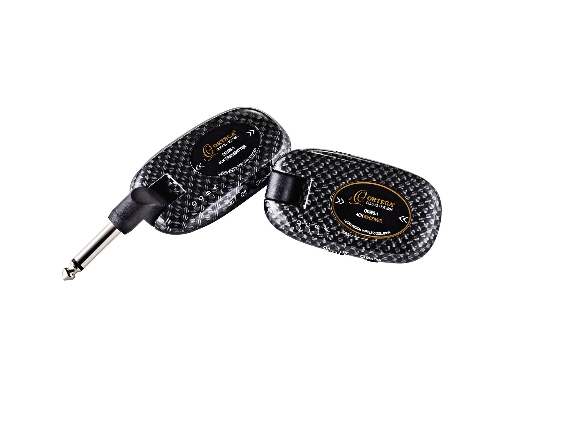 Système sans-fil pour guitare 4 canaux, émetteur et récepteur rechargeables, bande de fréquence 2.4 GHz, carbone
