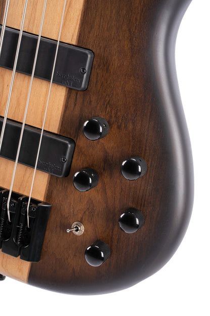 C4 Plus OVMH, corps acajou avec table ovangkol/érable, micros Bartolini MK-1 et préampli Markbass, brun antique dégradé