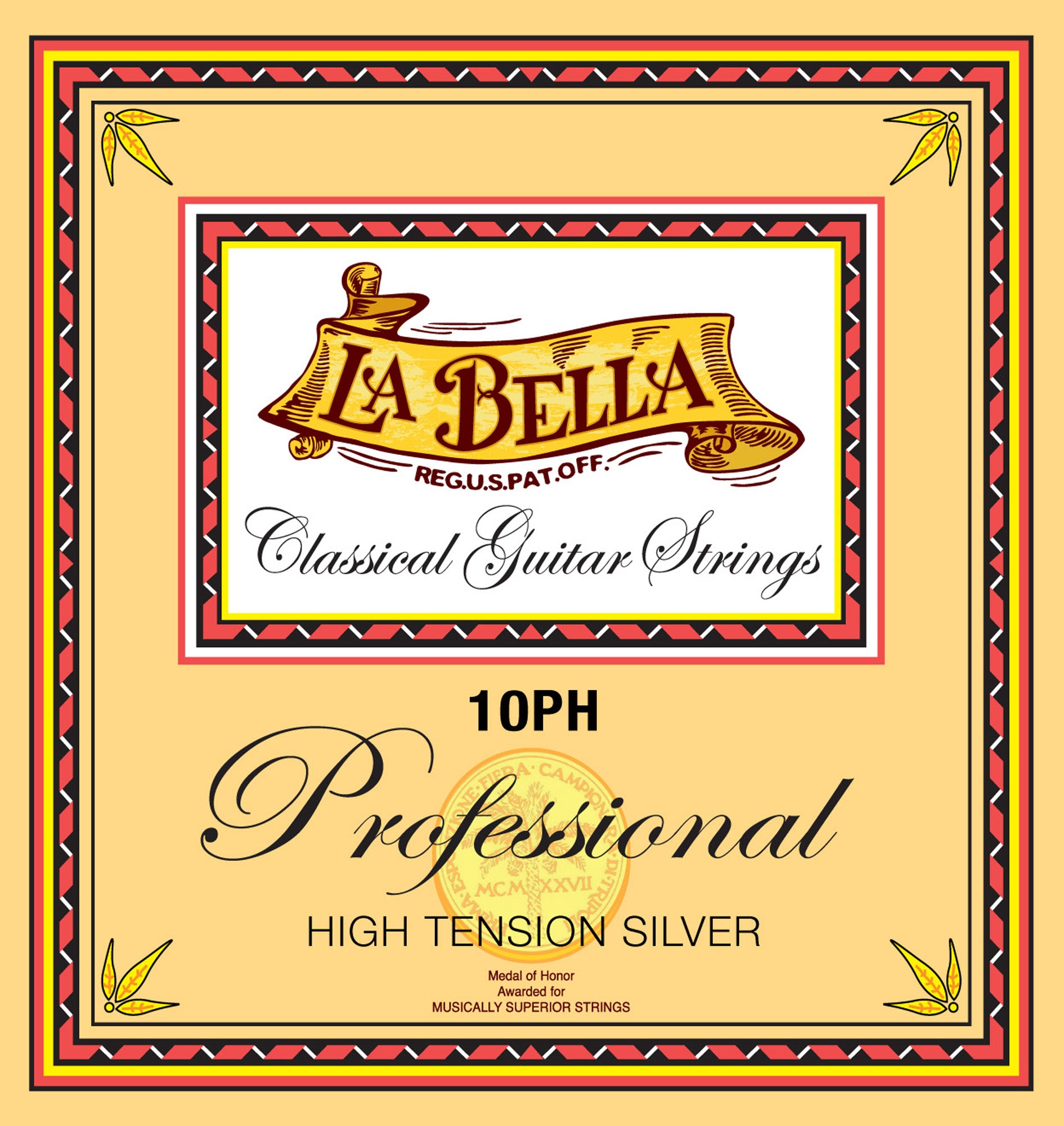 Jeu pour guitare classique PROFESSIONNAL, aigus nylon clair, basses filées argent, tension Hard