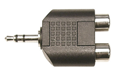 Adaptateur 2x RCA femelle mono / Jack 3.5 mâle stéréo, noir