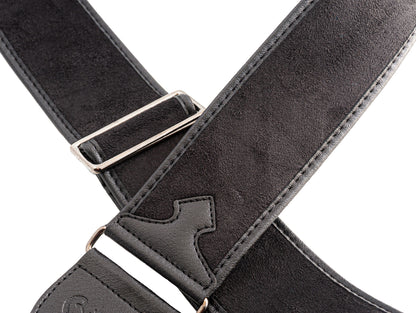 Courroie modèle DIVINE, velours, rembourrée, largeur 6 cm, longueur 95 à 150 cm, porte-médiators intégré, noir