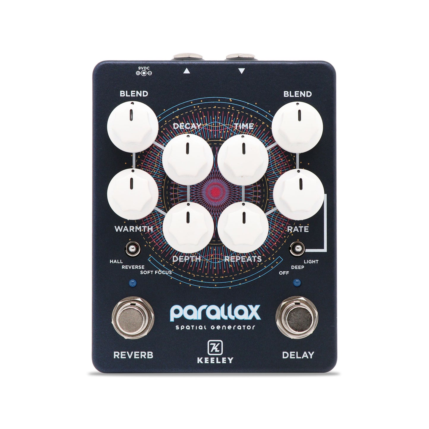 Pédale PARALLAX, série limitée, générateur spatial (délai, écho, réverb, chorus), bleu mat