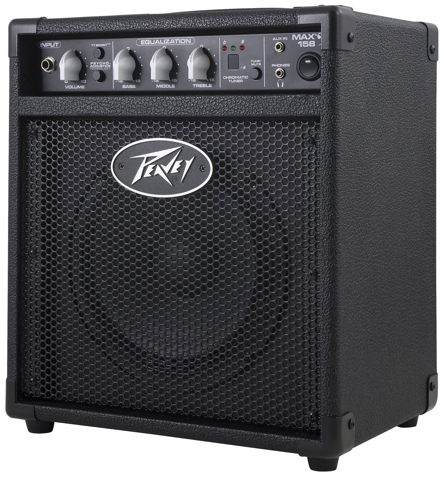 Ampli basse électrique 20W, HP 1x 8", EQ 3 bandes, entrée jack, entrée auxiliaire, finition noir