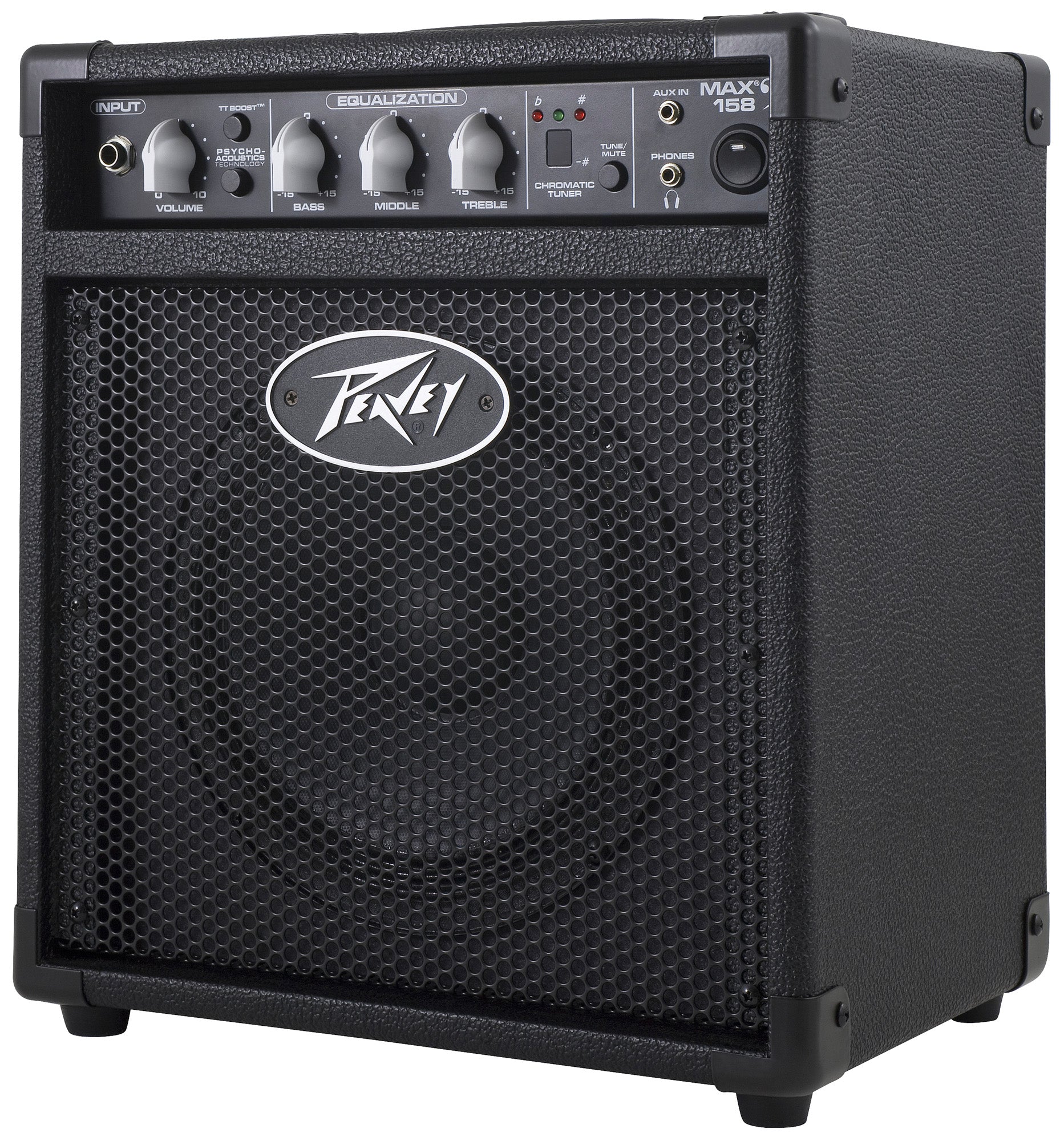 Ampli basse électrique 20W, HP 1x 8", EQ 3 bandes, entrée jack, entrée auxiliaire, finition noir