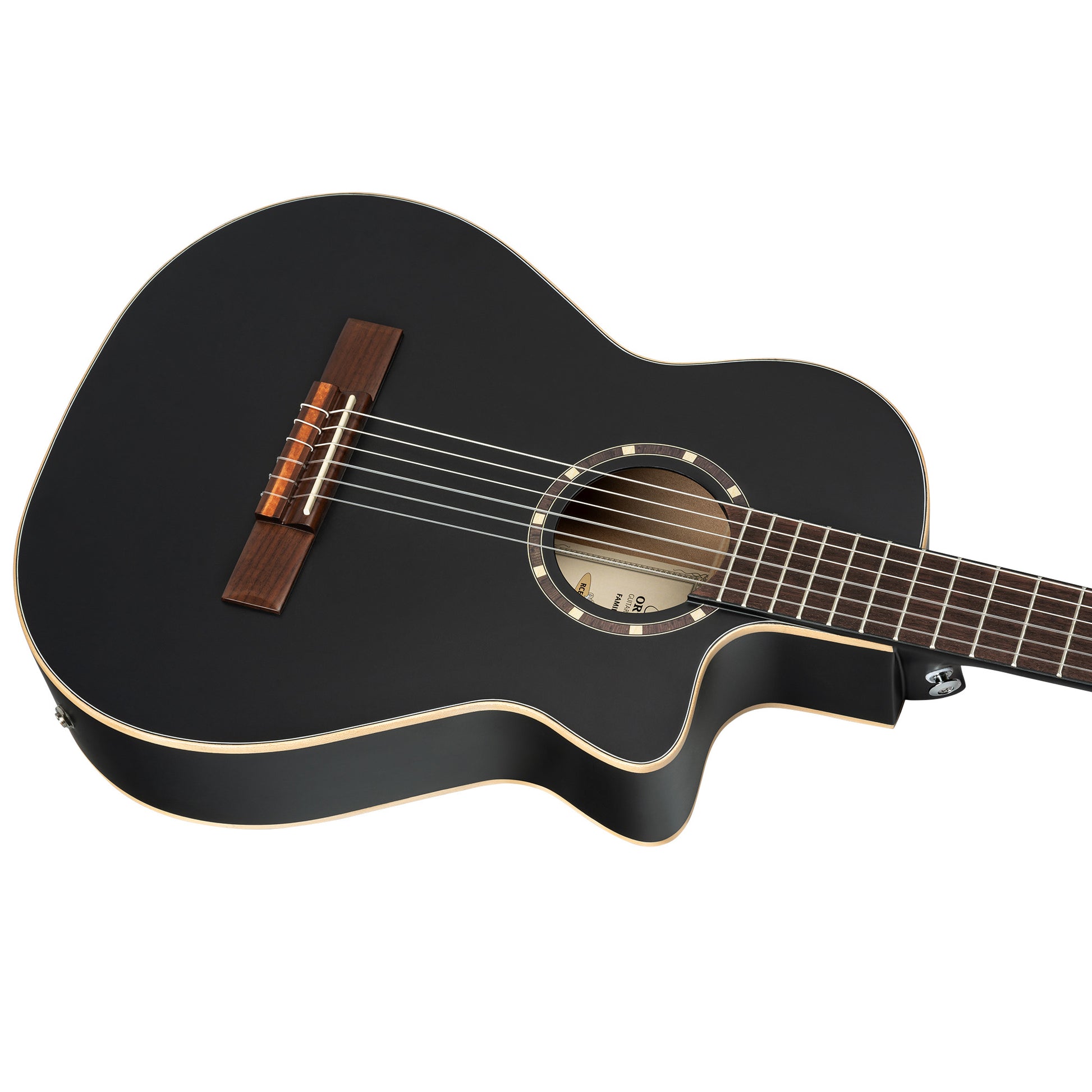 RCE12534-SBK, corps Thinline, pan coupé, EQ Magus X/G, table épicéa, f/e acajou, sillet 45 mm, housse, noir satiné
