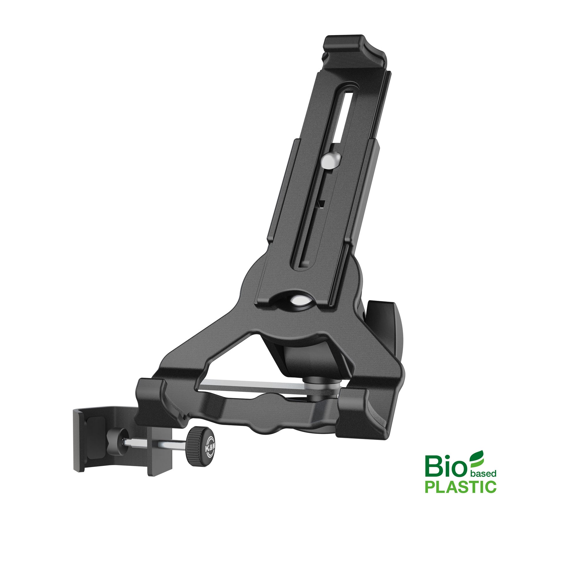 Support de tablette universel K&M 19765, fixation par serrage