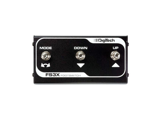 Footswitch FS3XV, 3 interrupteurs, fonctions Mode/Up/Down, boitier métal, avec câble jack 3 mètres, noir